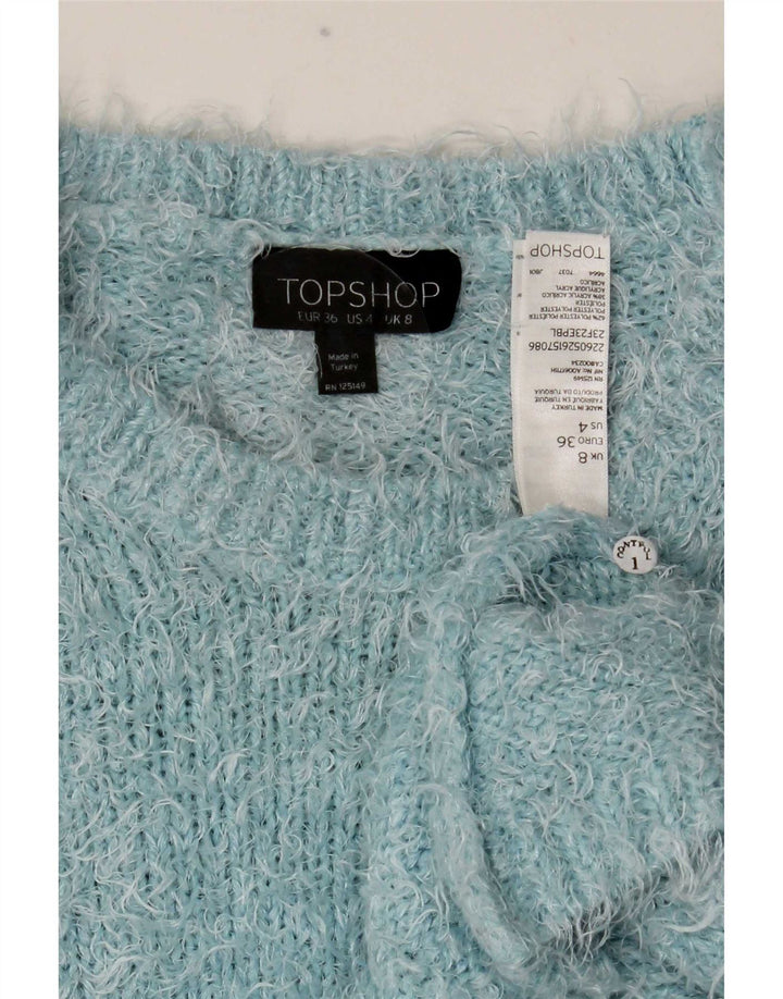 Topshop damski sweter z okrągłym dekoltem, UK 8, mały, niebieski poliester