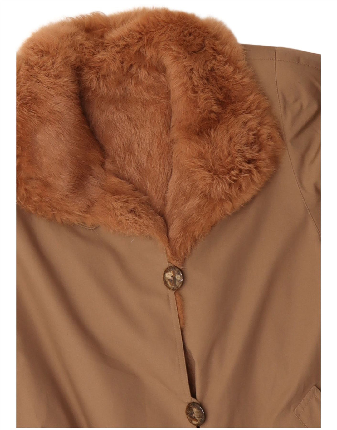 Vintage damski płaszcz Sherpa UK 14, duży beżowy poliester