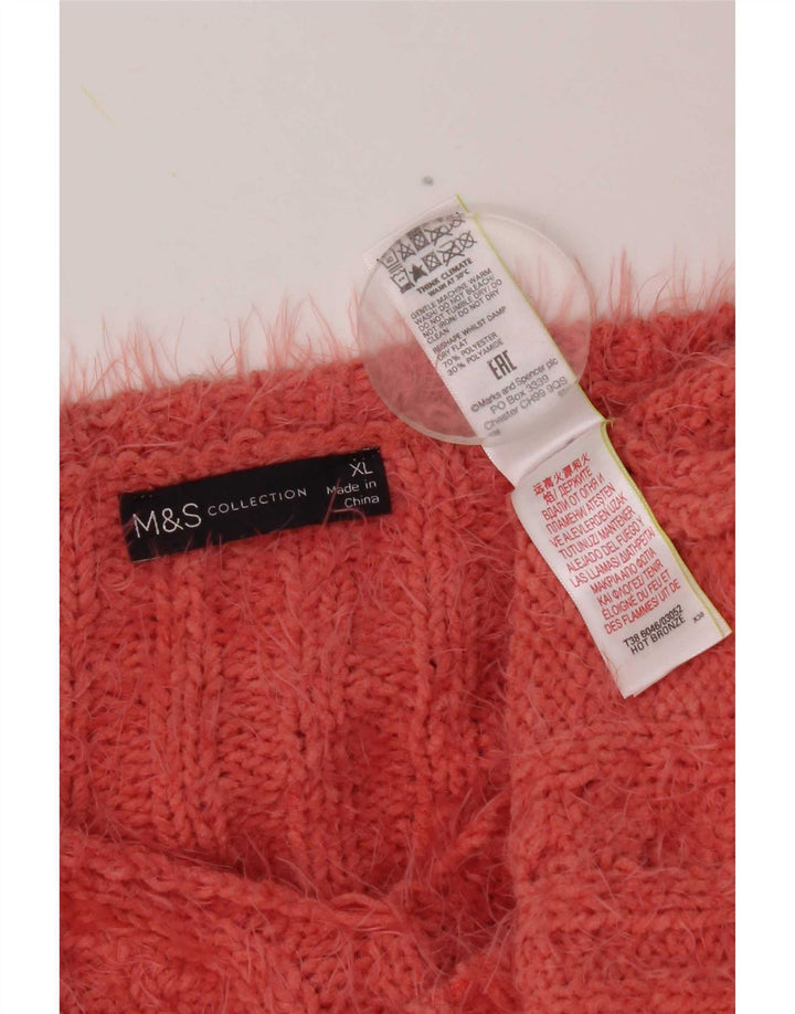 Marks & Spencer Damski sweter z dekoltem w kształcie litery V, UK 18 XL, pomarańczowy poliester