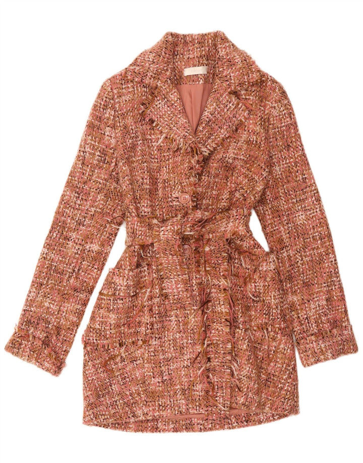 Płaszcz damski w stylu vintage UK 8, mały, różowy, nakrapiany