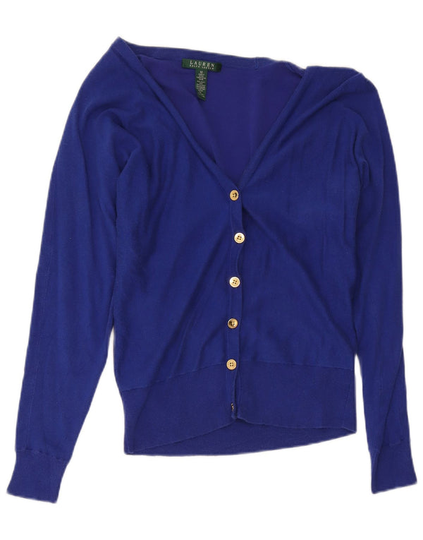 Damski sweter rozpinany Ralph Lauren UK 12 Średni niebieski jedwab