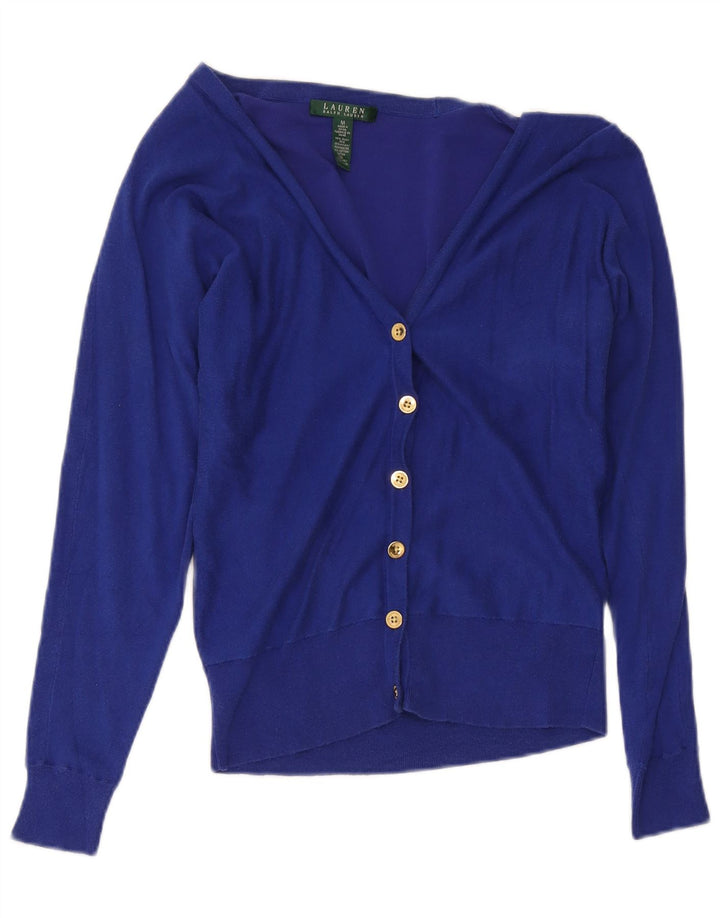 Damski sweter rozpinany Ralph Lauren UK 12 Średni niebieski jedwab