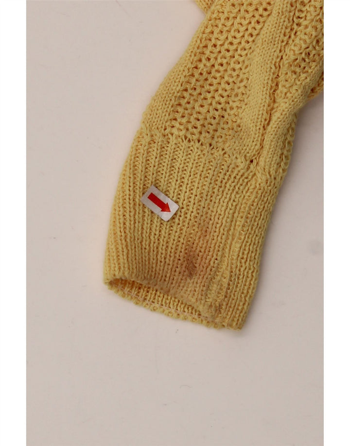 Sweter damski VINTAGE z dekoltem w łódkę UK 12 Średni żółty akryl