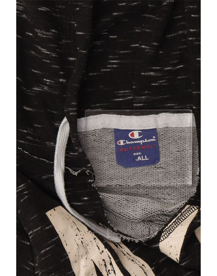 Damska bluza z kapturem CHAMPION z grafiką UK 10, mała, czarna, nakrapiana