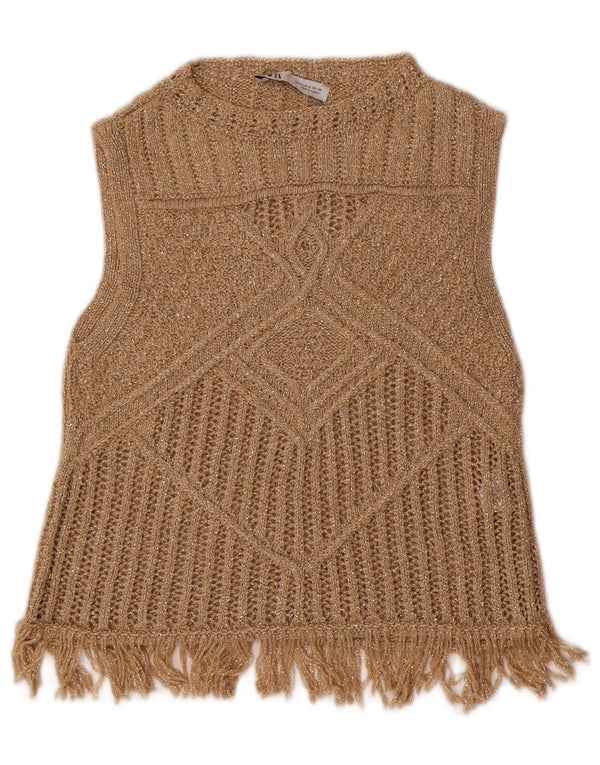 Damski podkoszulek ZARA Crop Vest UK 8 Small Gold Wiskoza