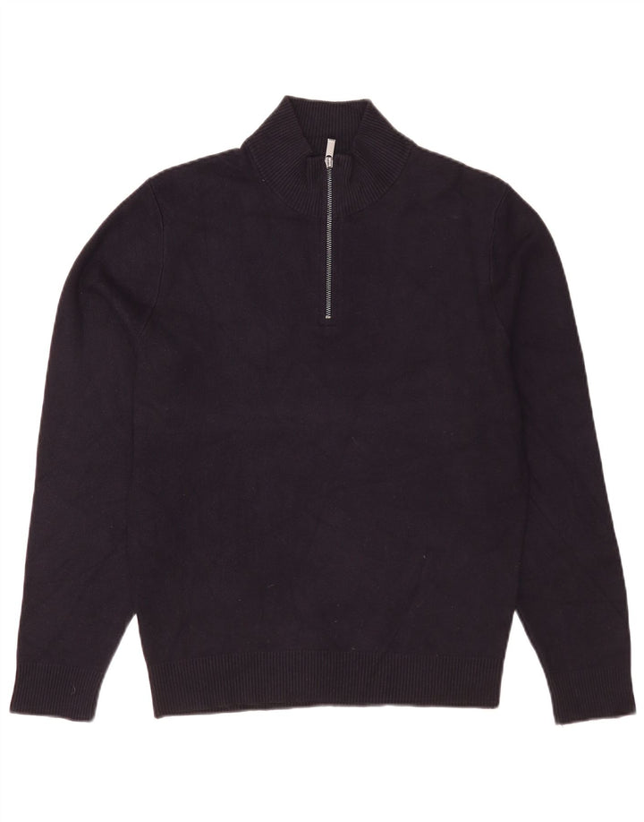 Męski sweter zapinany na zamek Massimo Dutti, średni granatowy