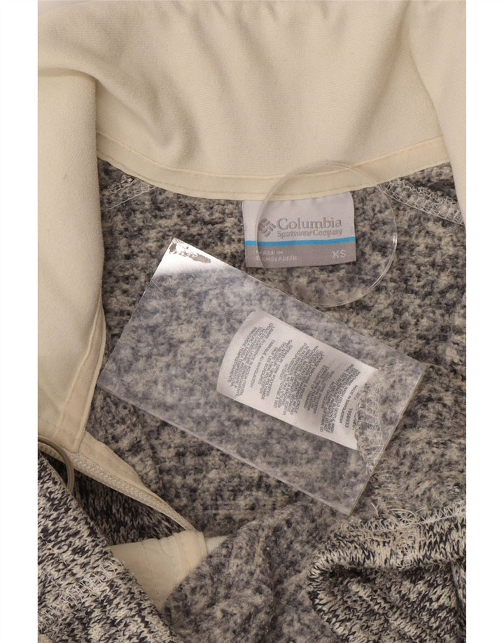 COLUMBIA Womens Tracksuit Top Jacket UK 6 XS Grey Flecked Polyester Vintage Columbia and Second-Hand Columbia from Messina Hembry 
