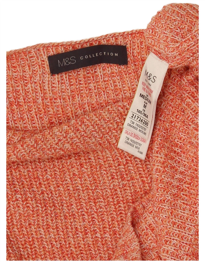 Marks & Spencer Damski sweter z dekoltem w łódkę, UK 14, średni, pomarańczowy, nakrapiany