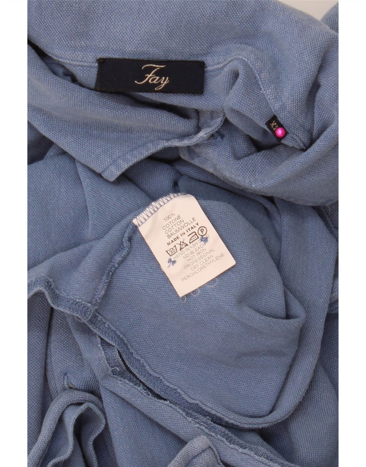 Koszula męska Fay z rękawem 3/4, 2XL, niebieska, bawełniana