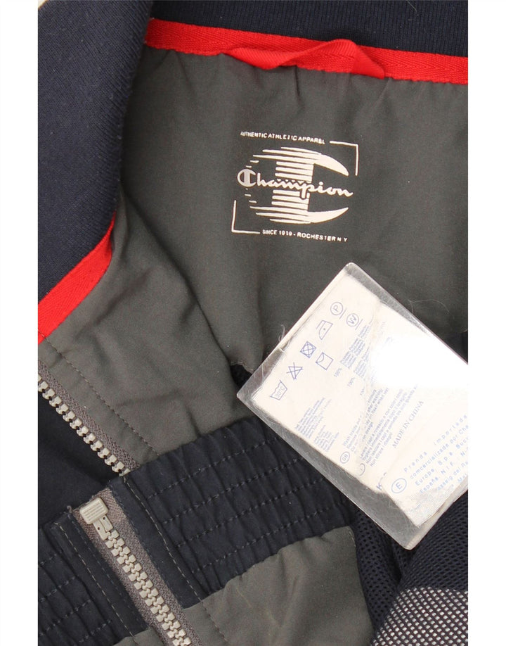 Męska kurtka dresowa CHAMPION, duża, granatowa, z poliestru w blokach kolorów