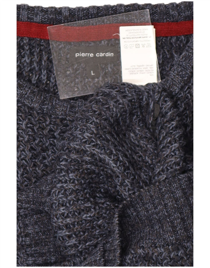 PIERRE CARDIN Męski sweter z dekoltem w łódkę, duży, granatowy, akrylowy