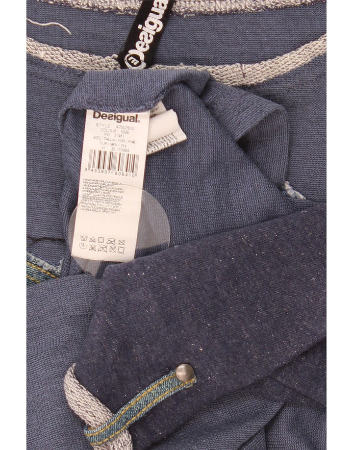 Damski graficzny top Desigual z rękawem 3/4, UK 14, średni granatowy patchwork