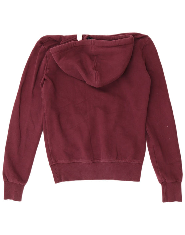 Męski sweter z kapturem Superdry z grafiką, mały, bordowy, bawełniany w stylu retro
