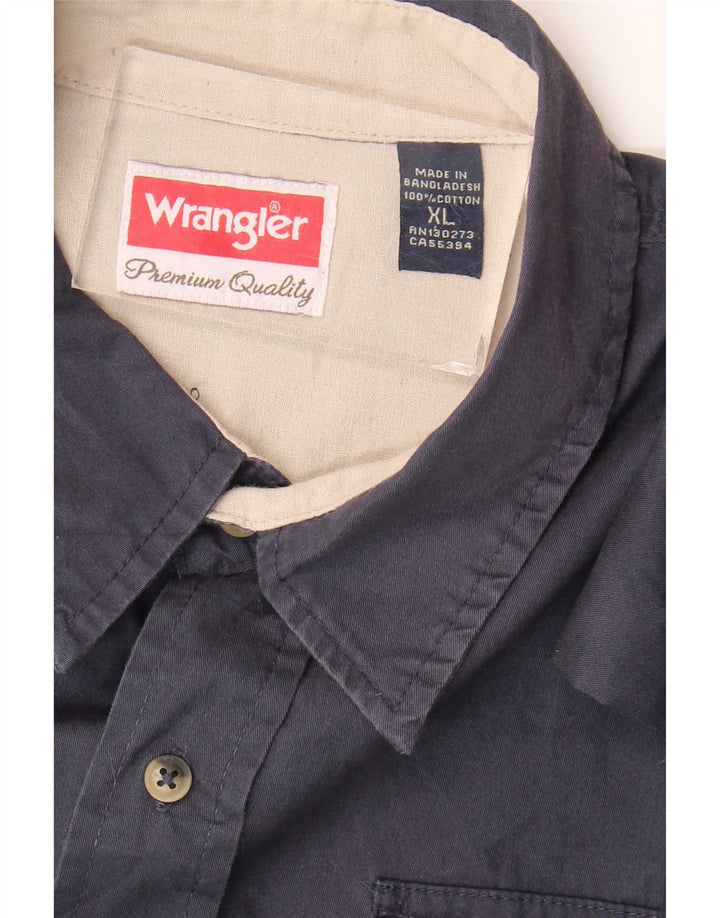 Koszula męska z krótkim rękawem Wrangler XL, granatowa, bawełniana