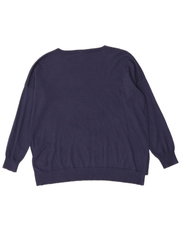Sweter damski Oasis o luźnym kroju z okrągłym dekoltem, UK 14, średni granatowy