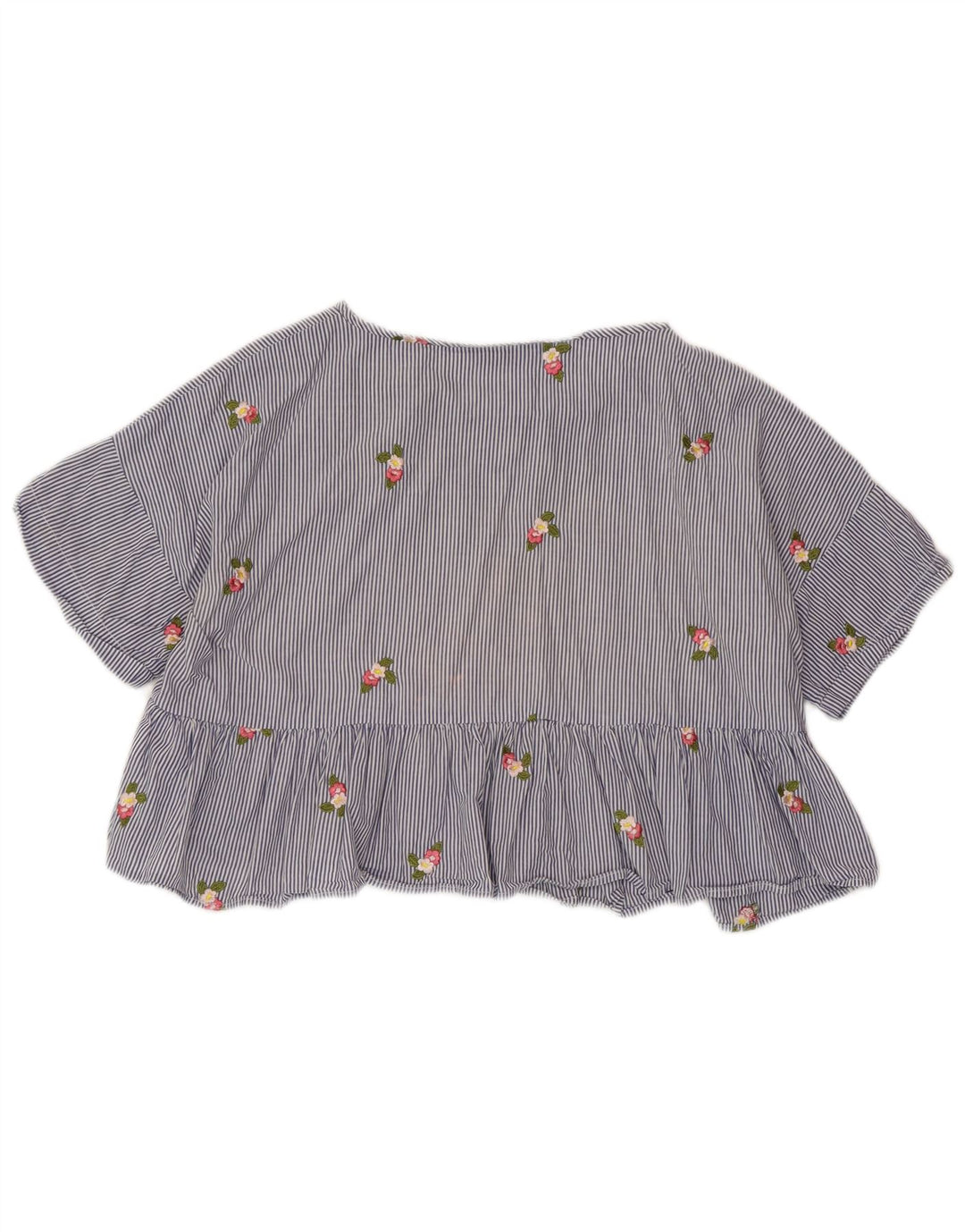 Damska krótka bluzka ZARA UK 14 w średnie niebieskie prążki