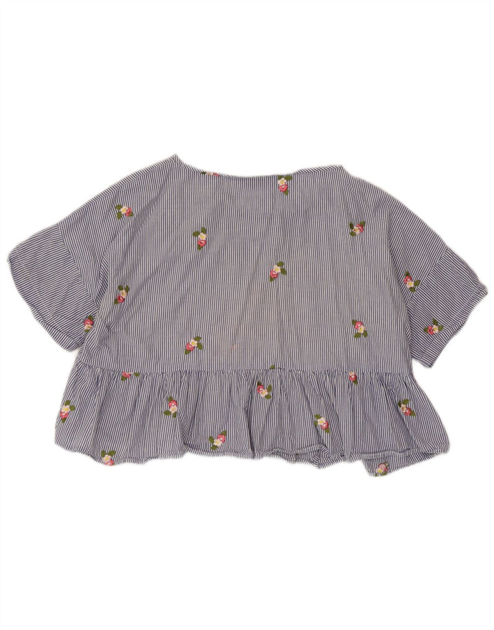 Damska krótka bluzka ZARA UK 14 w średnie niebieskie prążki