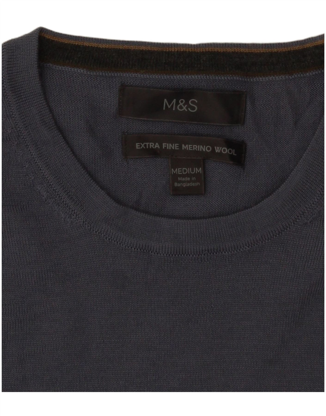 Marks & Spencer Męski sweter z okrągłym dekoltem, średnioniebieski, wełniany