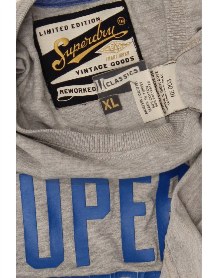 Męski T-shirt Superdry z grafiką, rozmiar XL, szara bawełna