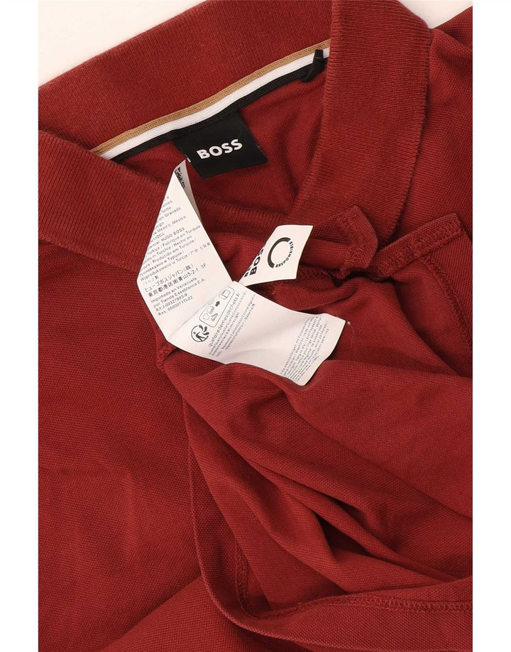 Męska koszulka polo HUGO BOSS, mała, brązowa, bawełniana