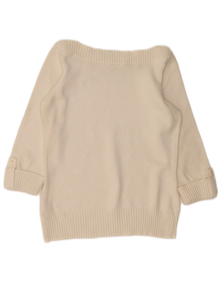 Marks & Spencer Damski sweter z dekoltem w łódkę, UK 12, średni złamanej bieli
