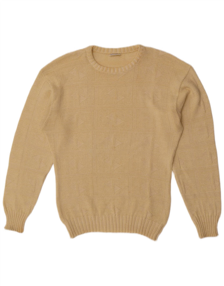 Męski sweter z okrągłym dekoltem w stylu VINTAGE, średniożółty