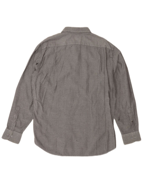 Męska koszula flanelowa HUGO BOSS Rozmiar 17 1/2 44 XL Szara, geometryczna bawełna