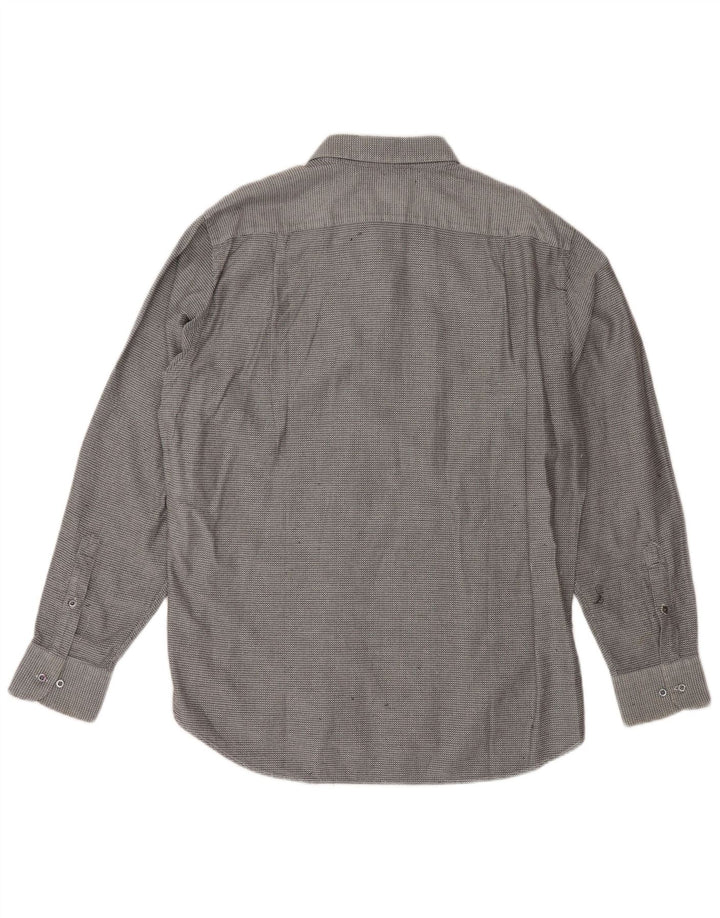Męska koszula flanelowa HUGO BOSS Rozmiar 17 1/2 44 XL Szara, geometryczna bawełna