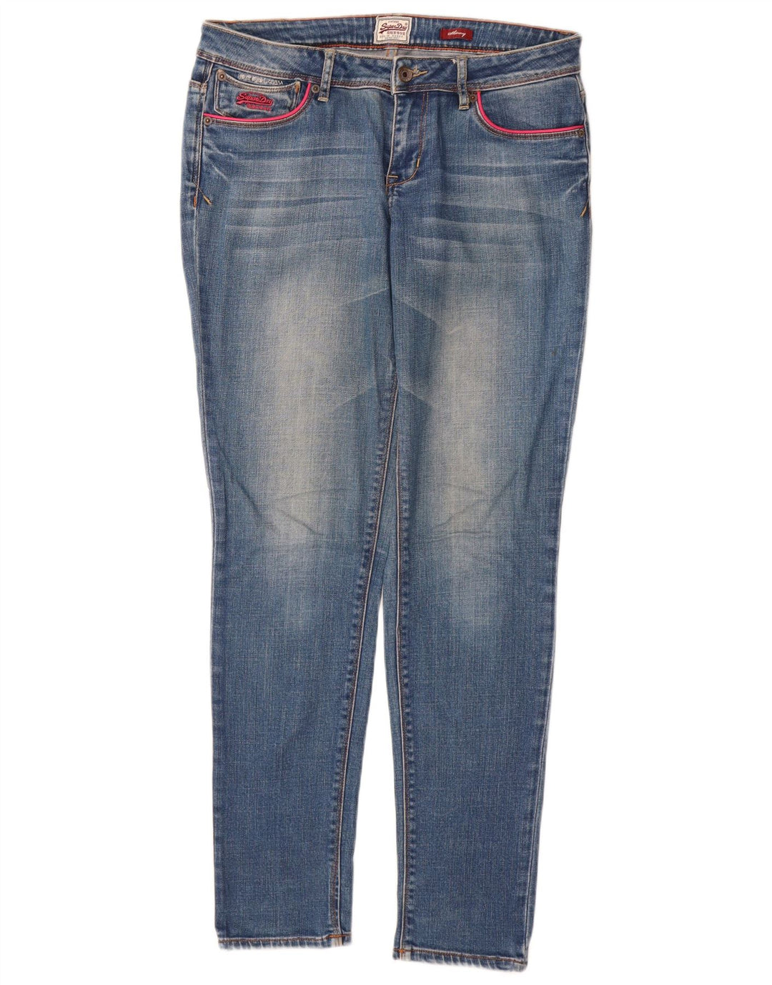 SUPERDRY Damskie jeansy skinny W30 L32 Niebieskie bawełniane