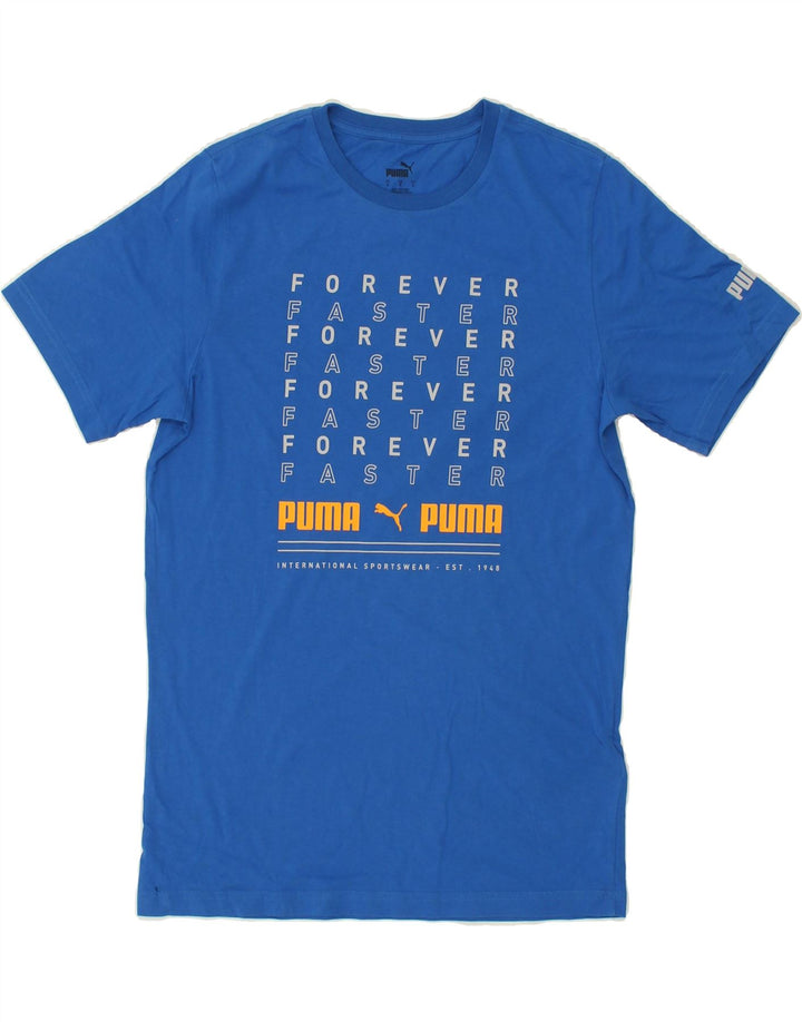 PUMA Mens Graphic T-Shirt Top Small Blue Cotton Vintage Puma and Second-Hand Puma from Messina Hembry 