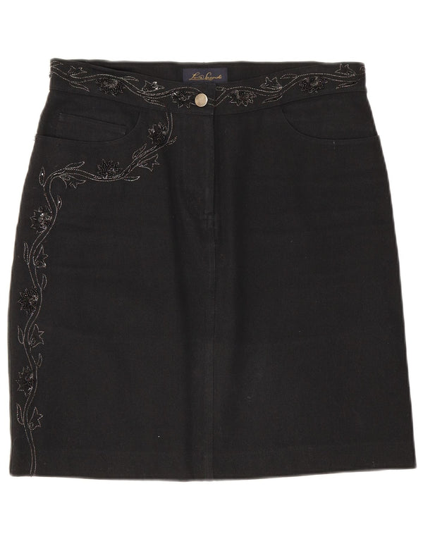 Damska spódnica dżinsowa Luisa Spagnoli IT 44 Medium W30 Czarna bawełniana w kwiaty