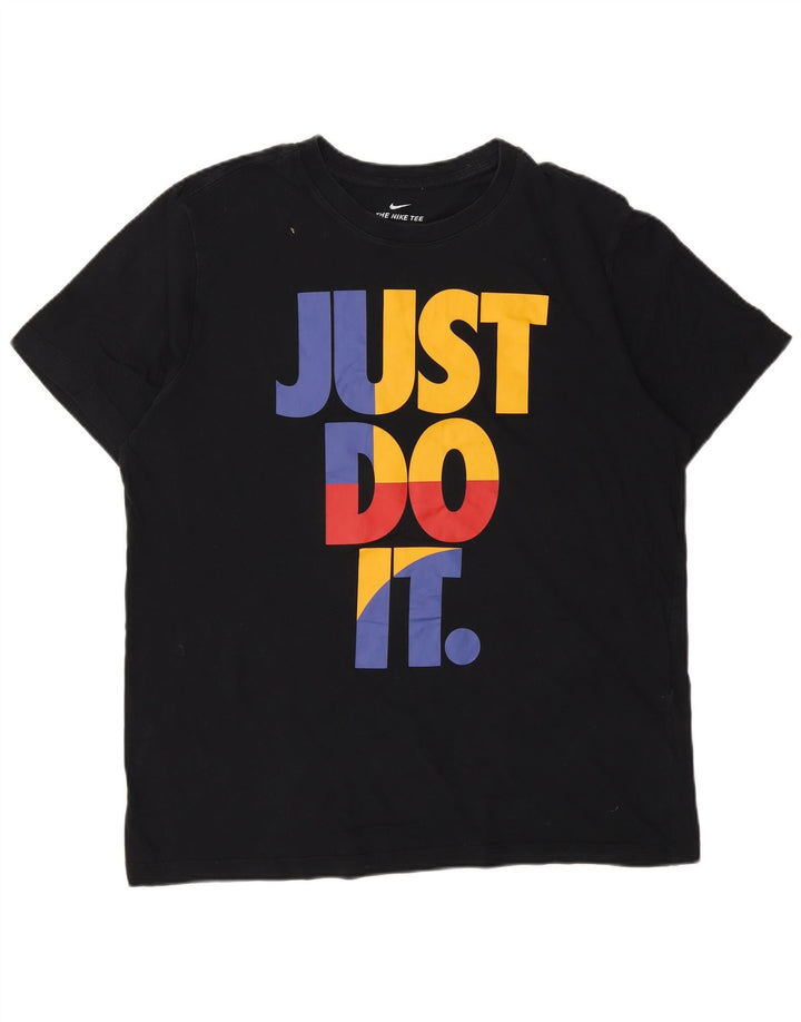 Męski T-shirt z grafiką Nike, duży, czarny, bawełniany