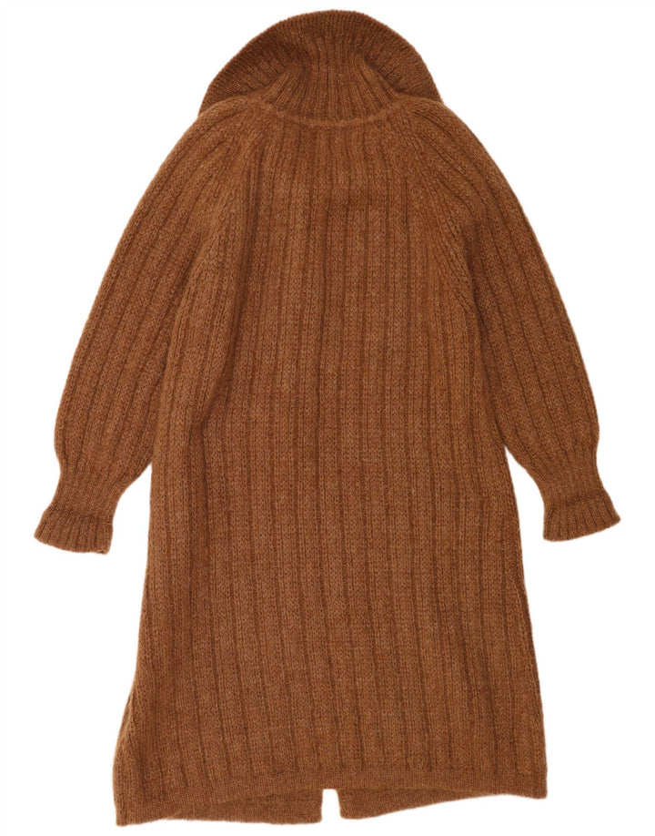Vintage damski sweter oversize o przedłużonym kroju UK 14, średni brąz, modal
