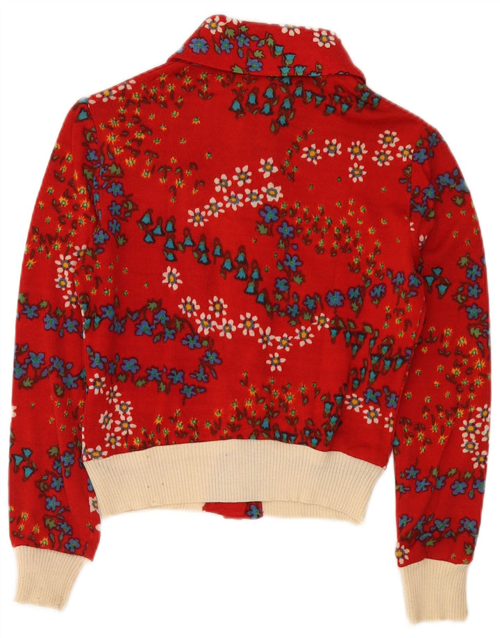 LUISA SPAGNOLI Damski sweter typu Crop Cardigan UK 10 Small Red Floral