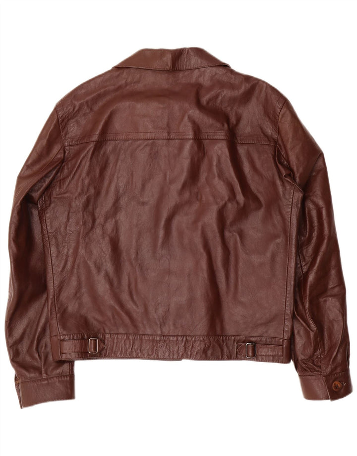 Męska kurtka skórzana VINTAGE UK 38 Średni brąz