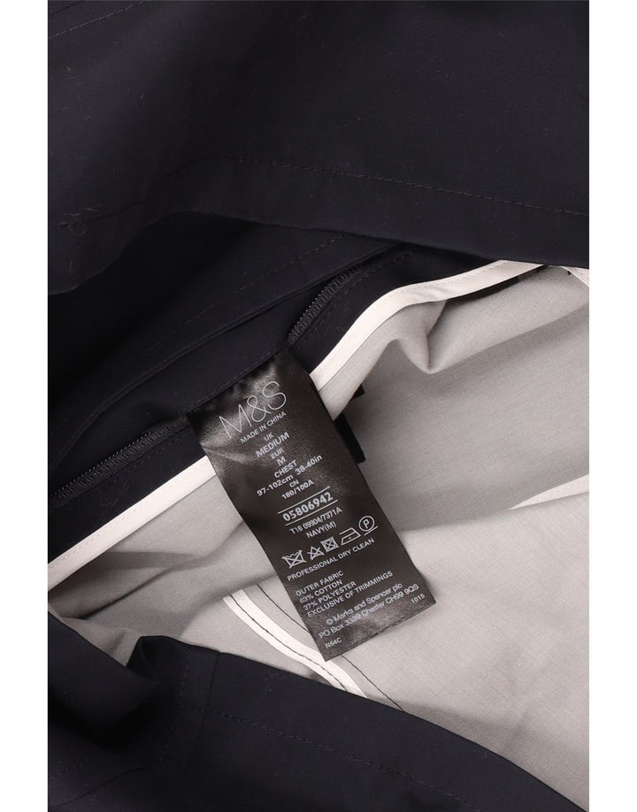 Marks & Spencer Męski płaszcz grochowy UK 38/40, mały, granatowy, bawełniany