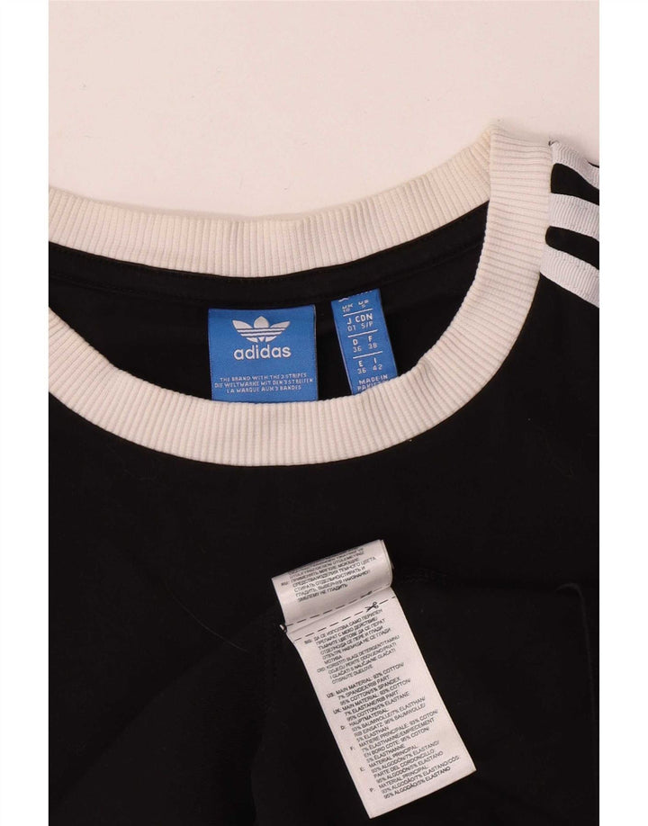 Top damski Adidas z długim rękawem UK 10, mały, czarny, bawełniany