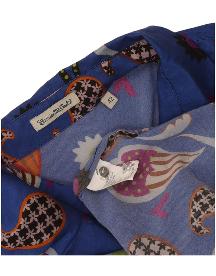 Damska bluzka koszulowa w stylu vintage IT 42 Średni niebieski Paisley Poliamid