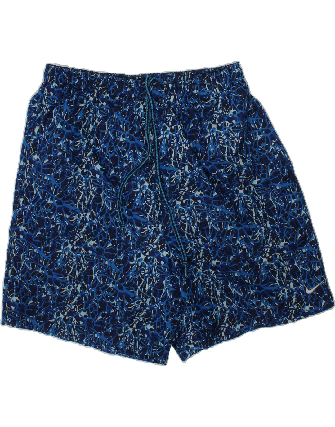 NIKE Boys Abstract Pattern Sport Shorts 15-16 Years XL Blue Polyester Vintage Nike and Second-Hand Nike from Messina Hembry 