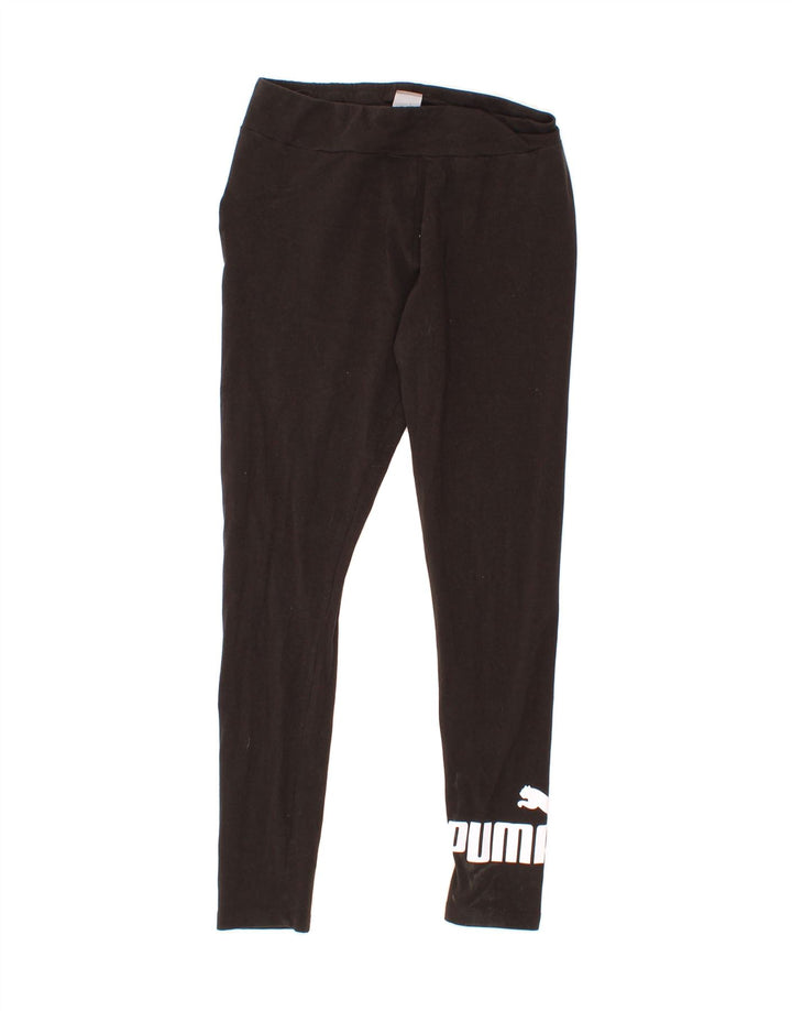 PUMA Womens Graphic Leggings UK 12 Medium Black Cotton Vintage Puma and Second-Hand Puma from Messina Hembry 