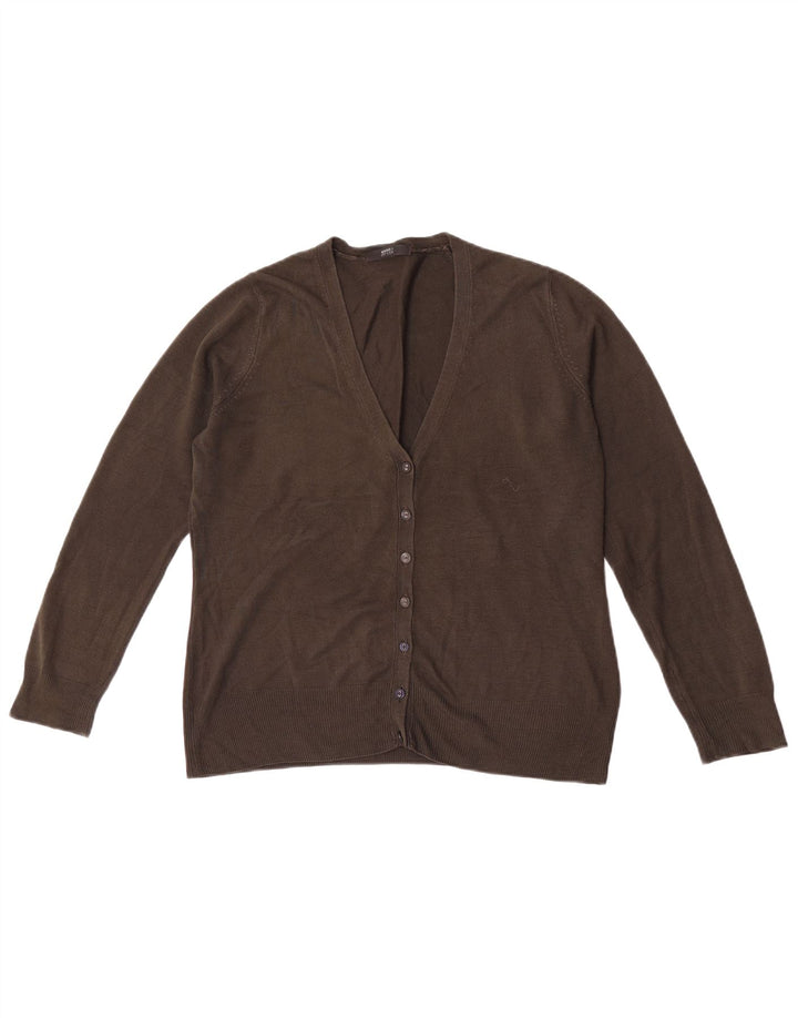 Marks & Spencer Damski sweter kardigan UK 14, duży, khaki, akryl