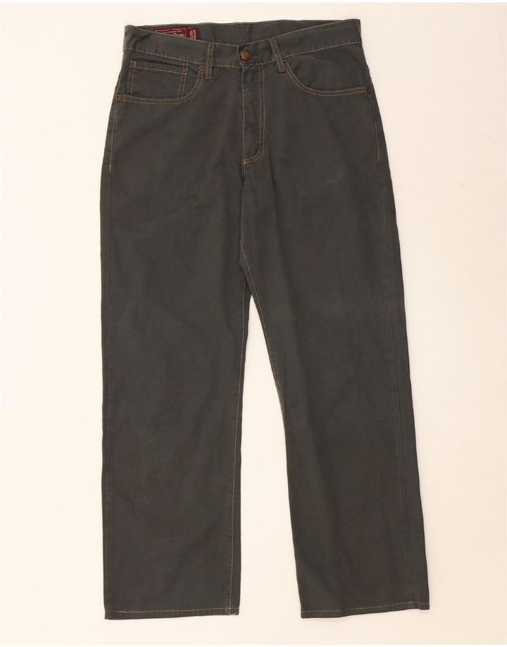 MARLBORO CLASSICS Męskie proste spodnie codzienne W32 L28 Zielona bawełna