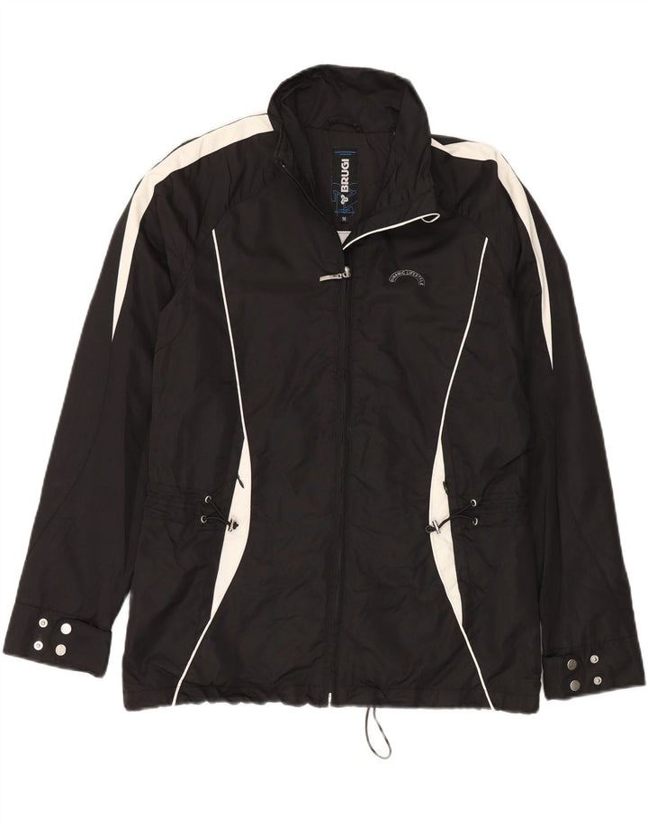 Męska kurtka przeciwdeszczowa Brugi UK 38, średni czarny poliamid z blokami kolorów