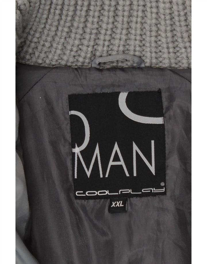 Vintage męska ocieplana kurtka UK 44 2XL Szary poliester