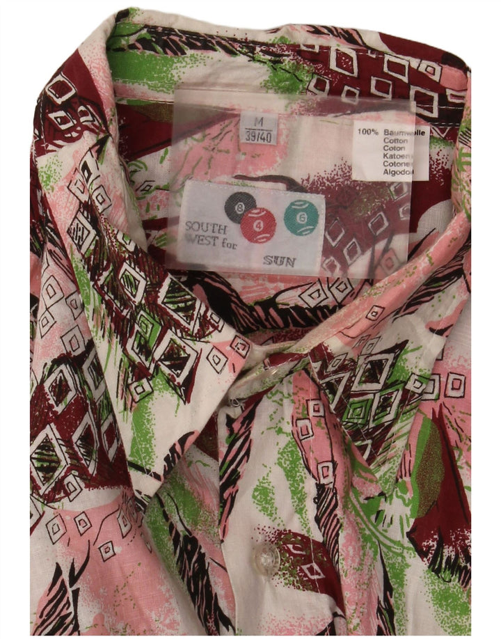 Koszula męska w stylu vintage w abstrakcyjny wzór, rozmiar 39/40, średnia, wielobarwna