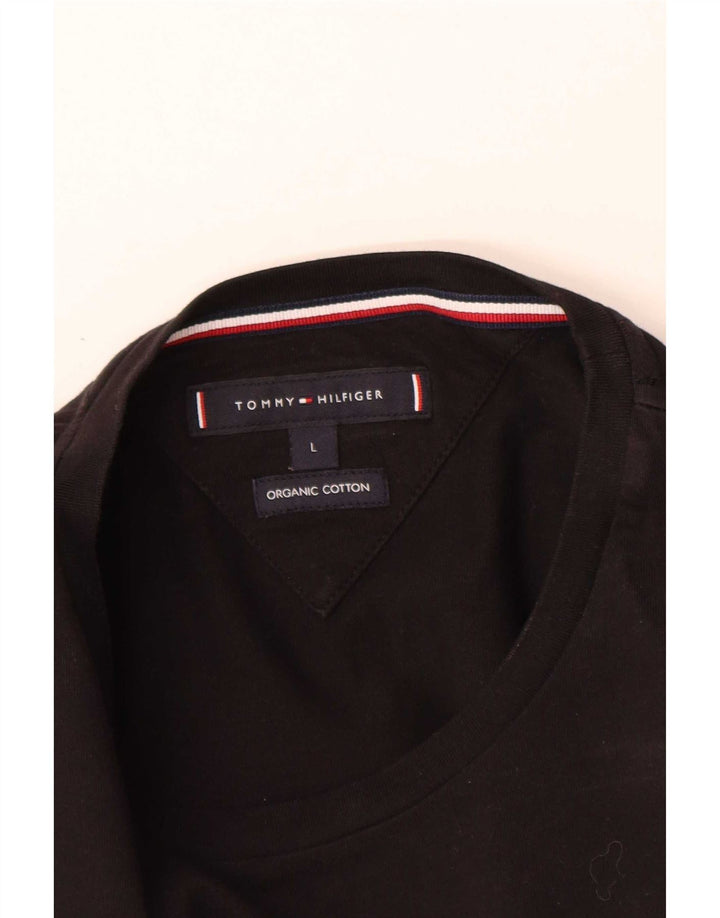 Męski top graficzny Tommy Hilfiger z długim rękawem, duży, czarny, bawełniany