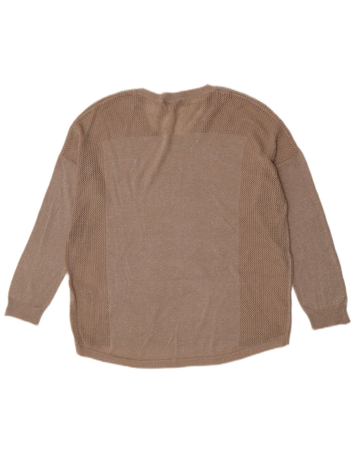 Damski sweter oversize Oasis z dekoltem w łódkę, UK 14, średni beż nakrapiany