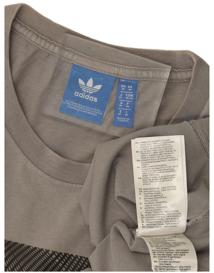 Męska koszulka z grafiką ADIDAS, średnia szara bawełna