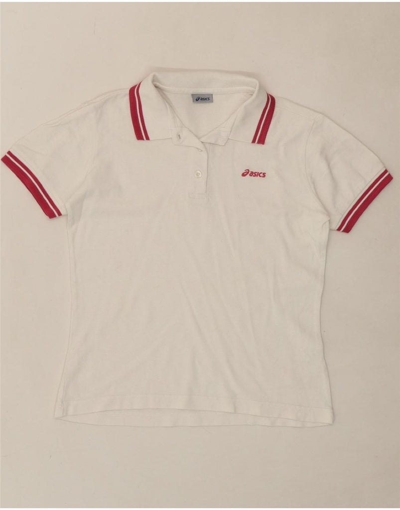 ASICS Womens Polo Shirt UK 10 Small White Cotton Vintage Asics and Second-Hand Asics from Messina Hembry 