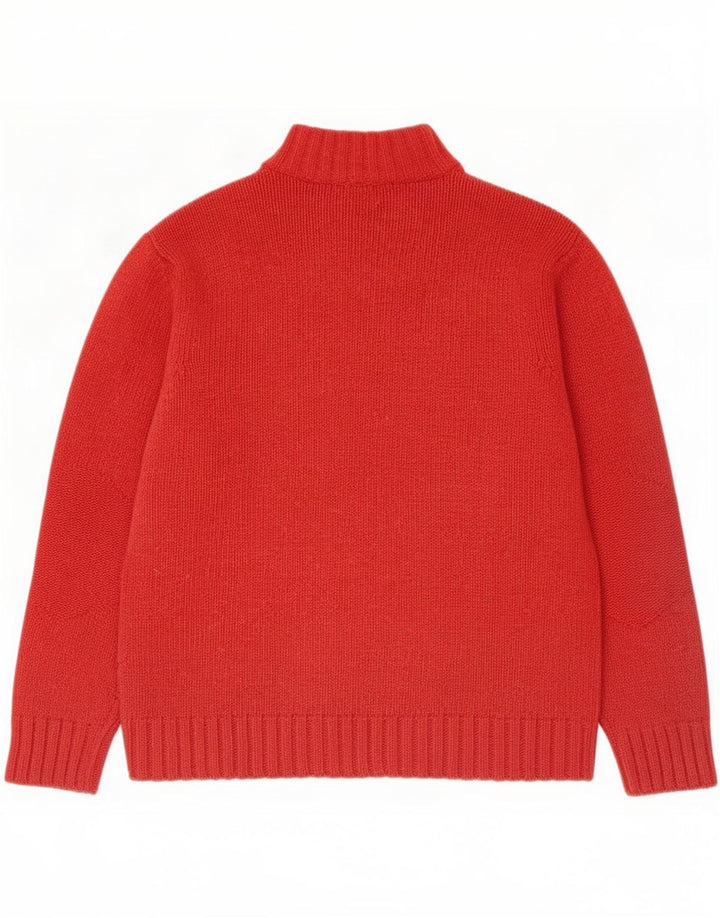 Męski sweter z zamkiem błyskawicznym Fred Perry, duży, czerwony, wełniany